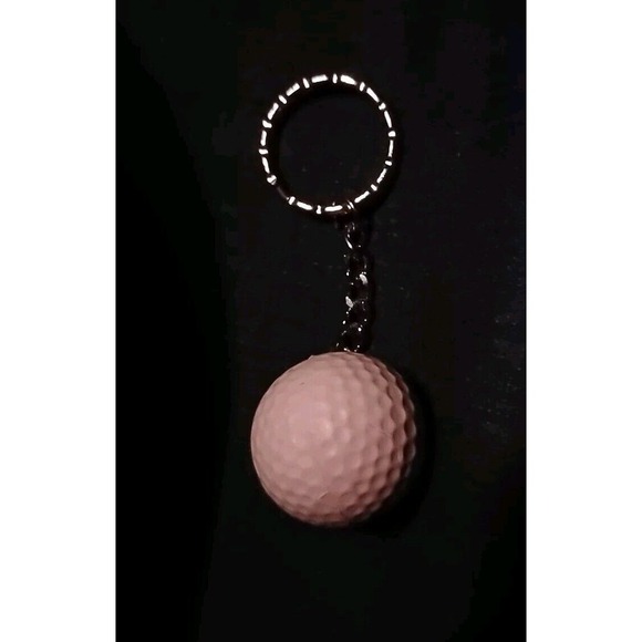 Vintage White Golf Ball Keychain Silver Chain unbranded Keyring Golfer Mini Ball - Picture 2 of 2